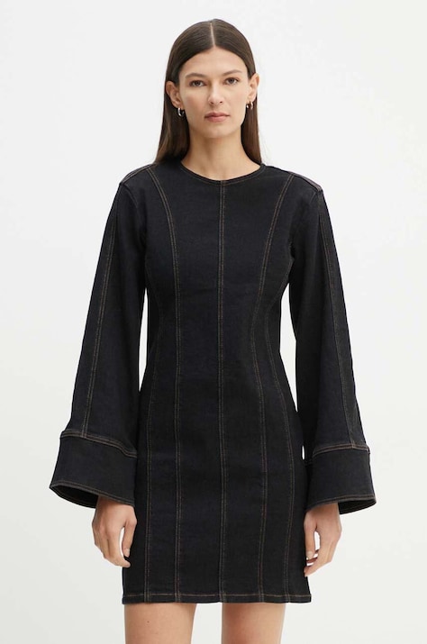 Gestuz rochie culoarea negru, mini, mulată, 10909401