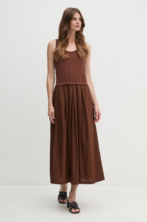United Colors of Benetton rochie culoarea maro, maxi, evazată, 4VLDDV0AS