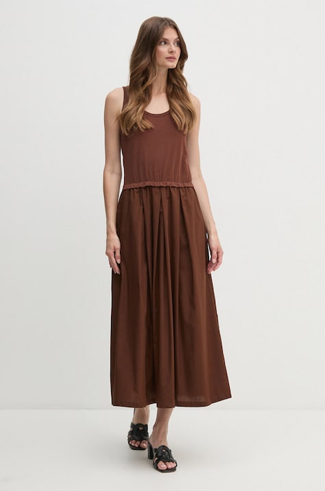 United Colors of Benetton rochie culoarea maro, maxi, evazată, 4VLDDV0AS