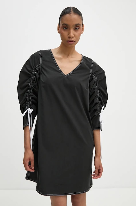 Résumé rochie din bumbac CatalinaRS culoarea negru, mini, dreaptă, 1225651222