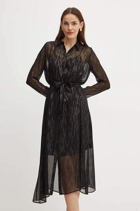 Armani Exchange rochie culoarea negru, midi, evazată, 6DYA44 YN2VZ