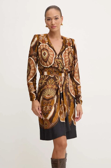 Luisa Spagnoli rochie GIRELLO culoarea maro, mini, evazată, 541423