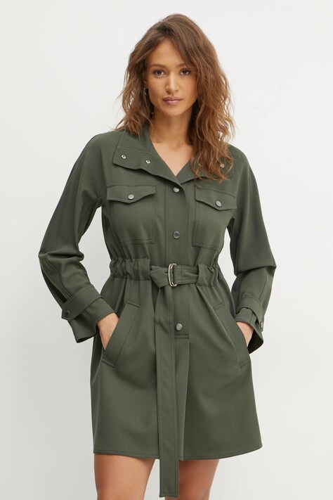 Weekend Max Mara rochie din amestec de lana culoarea verde, mini, oversize, 2425226012600