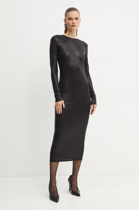 Patrizia Pepe rochie culoarea negru, midi, dreaptă, 2A2856 J242