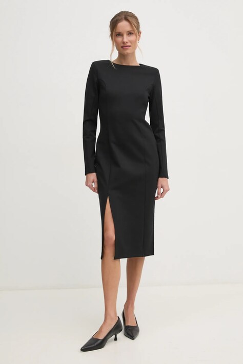 Сукня United Colors of Benetton колір чорний midi пряма 4T9ADV0AD