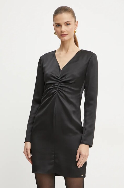 Armani Exchange rochie culoarea negru, mini, evazată, XW000037 AF10523