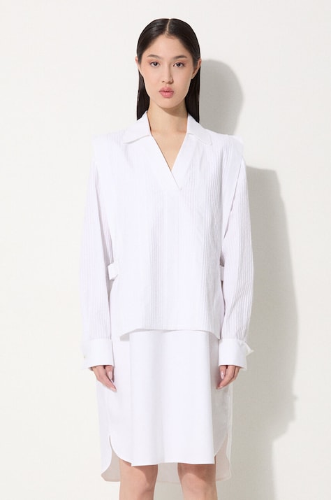 Kenzo sukienka bawełniana Oxford Knee Shirting Dress kolor biały mini prosta FE62RO2919LO.01