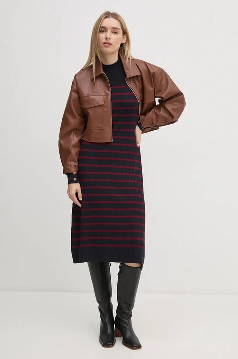 Pepe Jeans rochie HARLEM DRESS culoarea bleumarin, mini, evazată, PL953587