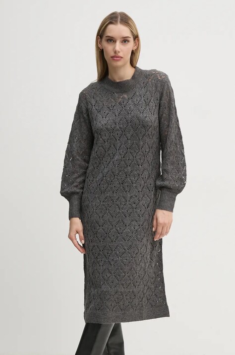 Pepe Jeans rochie HAILEY DRESS culoarea gri, midi, dreaptă, PL953588