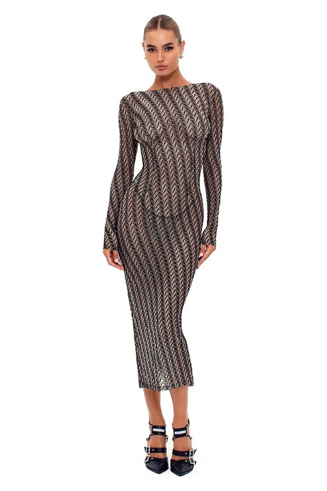 Šaty GOD SAVE QUEENS ALIZEE DRESS černá barva, midi, GSQ-116-310