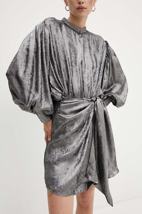 IRO rochie culoarea argintiu, mini, evazată, WP33CLARIBEL