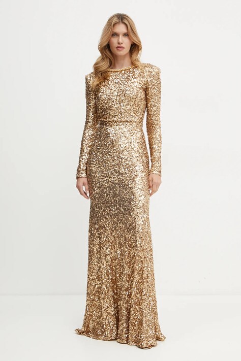 Šaty Elisabetta Franchi zlatá barva, maxi, AB75947E2