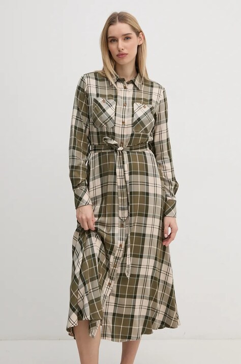 Barbour rochie culoarea verde, midi, evazată, LDR0859