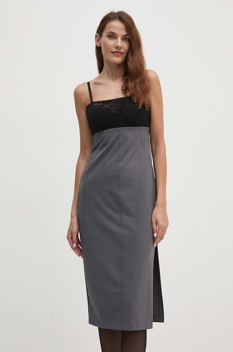 Sisley rochie din amestec de lana culoarea negru, mini, dreaptă, 47FYLV067