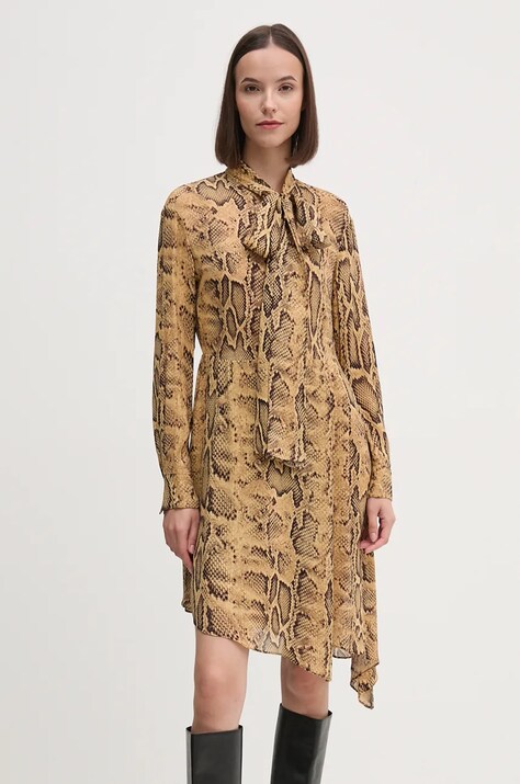 Sisley rochie culoarea maro, mini, evazată, 4YBMLV065