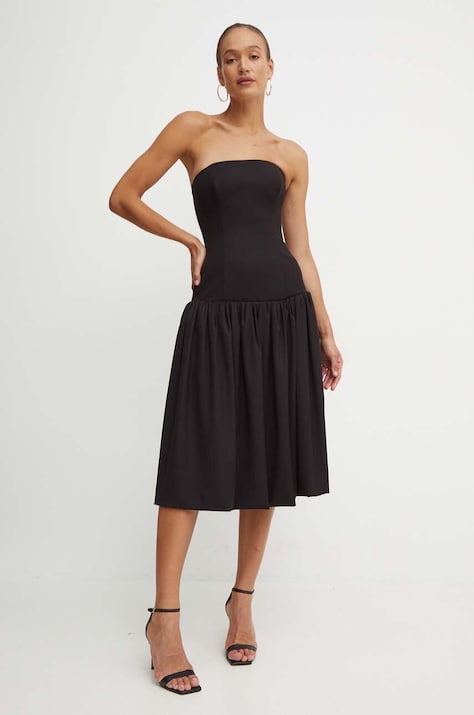 La Mania rochie culoarea negru, midi, evazată, GRAZIE