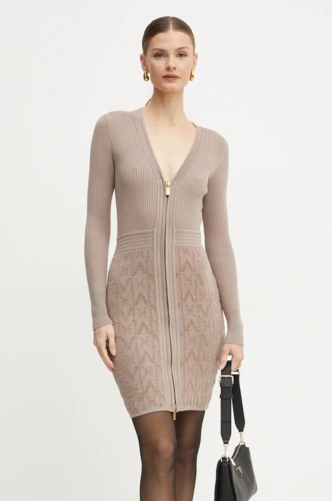Marciano Guess rochie HERMIONE culoarea maro, midi, dreaptă, 4BGK91 5661Z