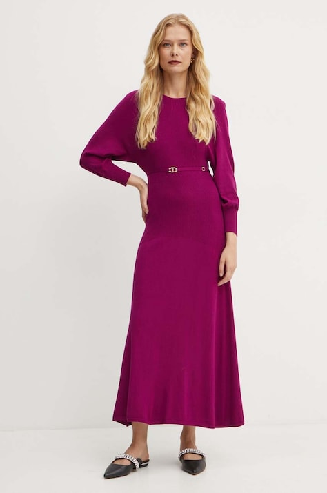 Twinset rochie culoarea violet, mini, evazată, 242TP3502