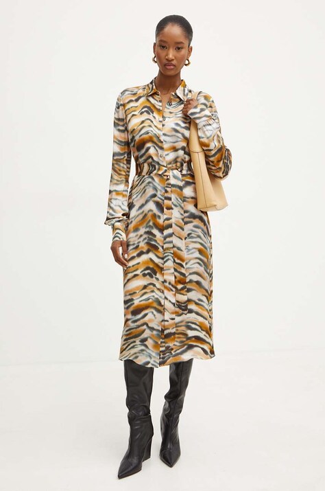 Twinset rochie culoarea bej, midi, dreaptă, 242TP2652