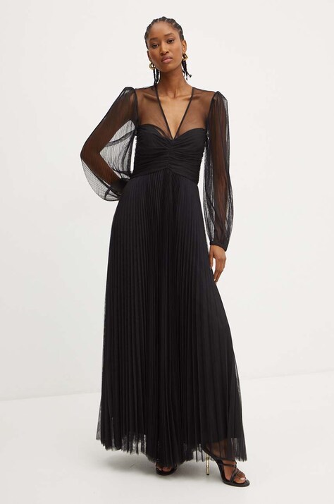 Twinset rochie culoarea negru, maxi, evazată, 242TP2373