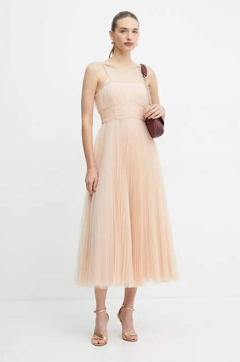 Twinset rochie culoarea bej, maxi, evazată, 242TP2371