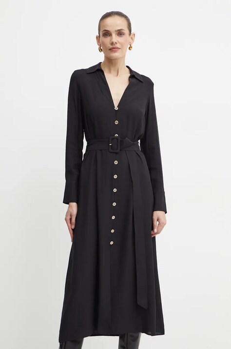 Twinset rochie culoarea negru, midi, evazată, 242TT2320
