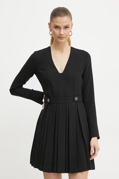 Twinset rochie culoarea negru, mini, evazată, 242TT2171