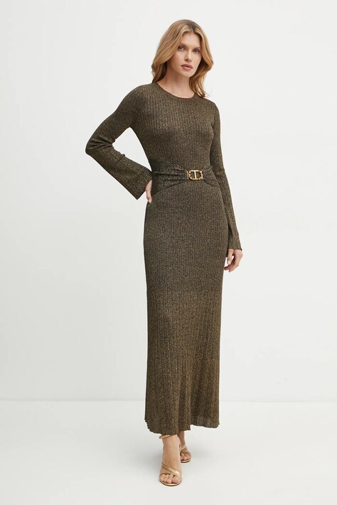 Twinset rochie culoarea negru, maxi, evazată, 242TT3460