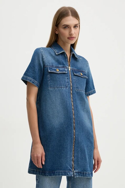 Džínové šaty A.P.C. robe amanda modrá barva, mini, COGZU.F35104