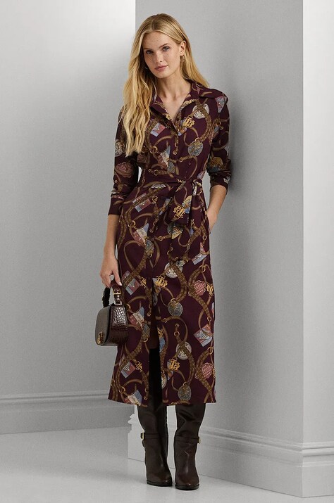 Lauren Ralph Lauren rochie culoarea rosu, midi, dreaptă, 200951294
