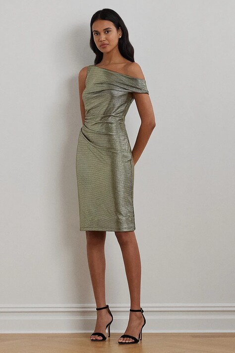 Lauren Ralph Lauren rochie culoarea verde, mini, mulată, 253951569