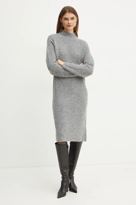 Boss Orange rochie din lana culoarea gri, mini, dreaptă, 50525127