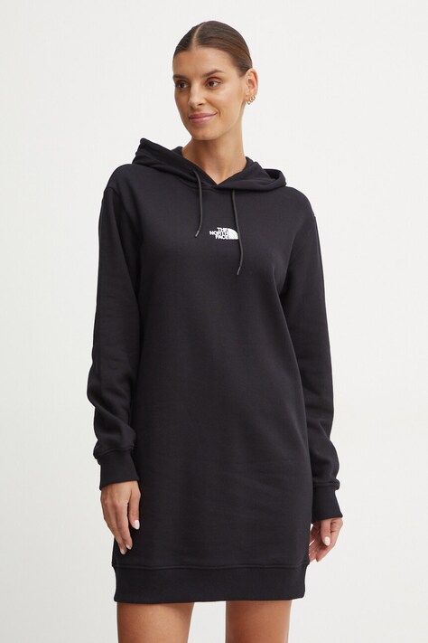 The North Face rochie din bumbac Zumu Hooded Dress culoarea negru, mini, oversize, NF0A89F8JK31