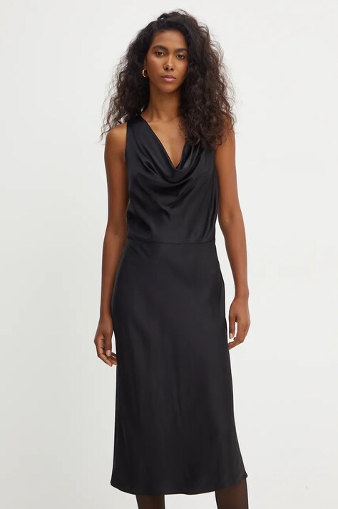 BOSS rochie culoarea negru, midi, evazată, 50528773