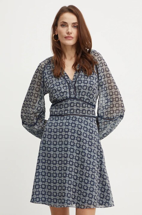 Guess rochie YVETTE culoarea bleumarin, mini, evazată, W4BK29 WDW82