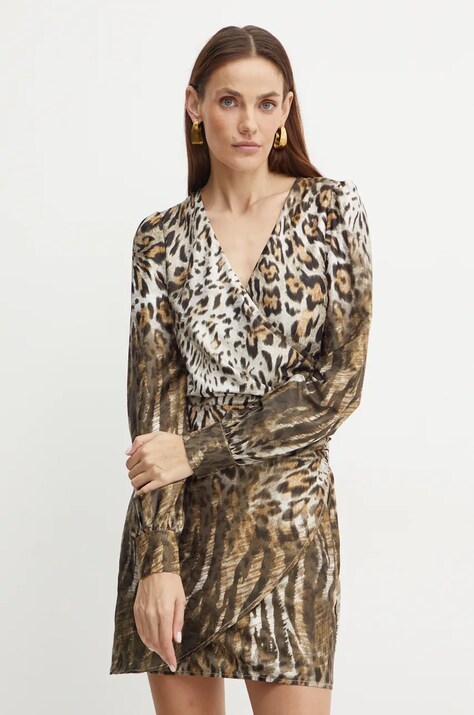 Guess rochie MARION culoarea maro, mini, evazată, W4BK40 WGLK2