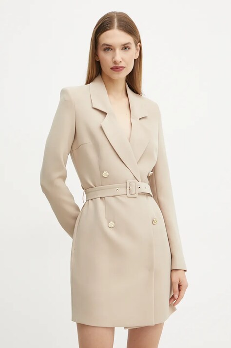 Guess rochie LEONIE culoarea bej, mini, dreaptă, W4BK46 WGLO2