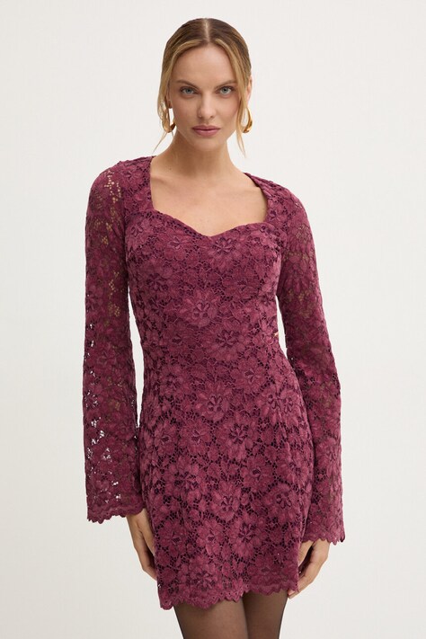Obleka Guess bordo barva, W4BK21 KCGN0