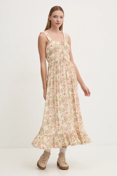 Roxy rochie Paradise Winds culoarea verde, maxi, evazată, ERJWD03803