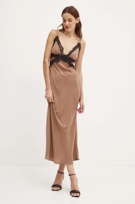 Bardot sukienka DELTA kolor brązowy maxi rozkloszowana 58911DB