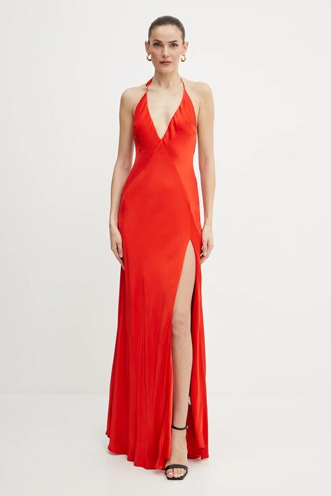 Bardot rochie YVE culoarea verde, maxi, evazată, 59315DB