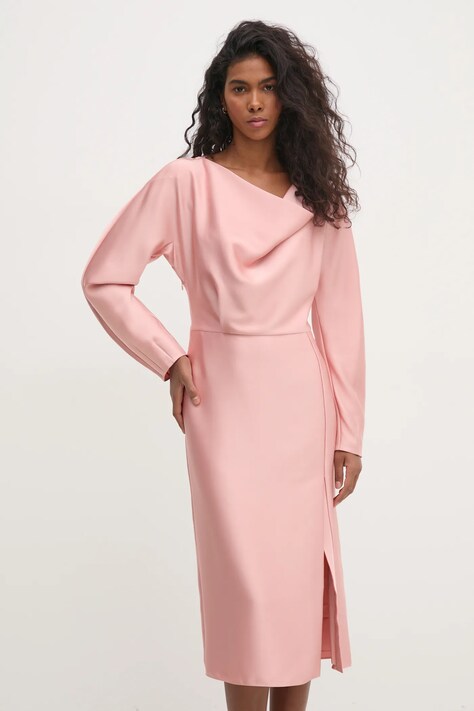 Stine Goya rochie culoarea roz, midi, dreaptă, D041-2261