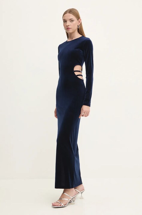 HUGO rochie culoarea bleumarin, maxi, dreaptă, 50522756