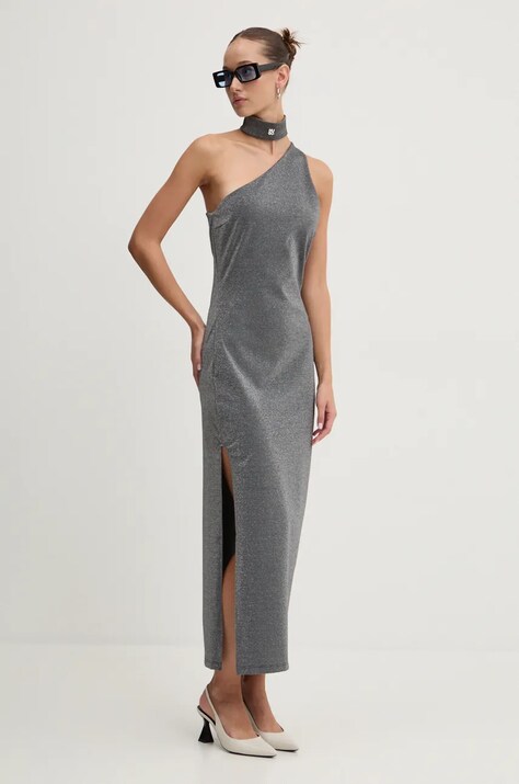 HUGO rochie culoarea argintiu, maxi, mulată, 50522764