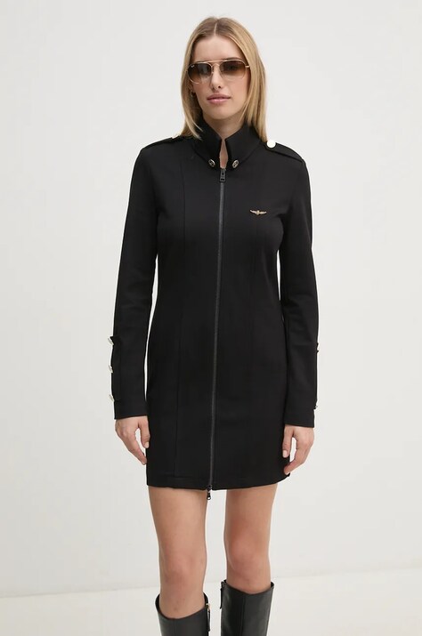 Aeronautica Militare rochie culoarea negru, mini, mulată, VF635DF523