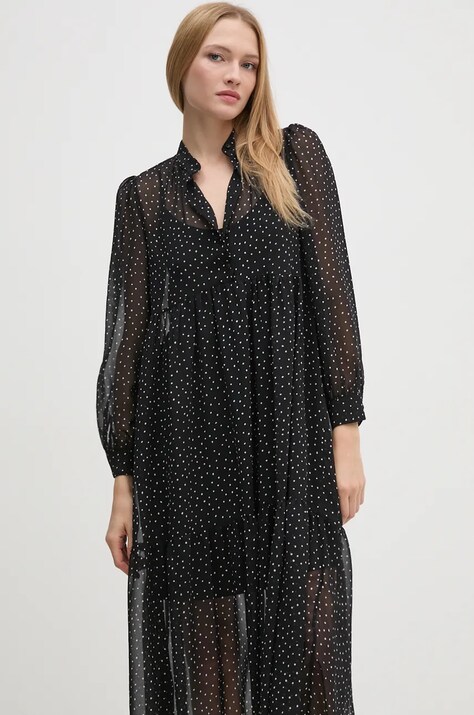 Sisley rochie culoarea negru, midi, evazată, 42UMLV06U