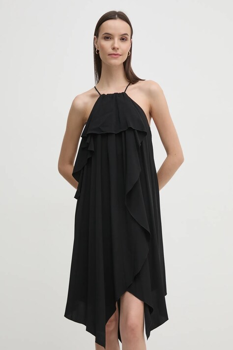Sisley rochie culoarea negru, mini, evazată, 4LNTLV06M