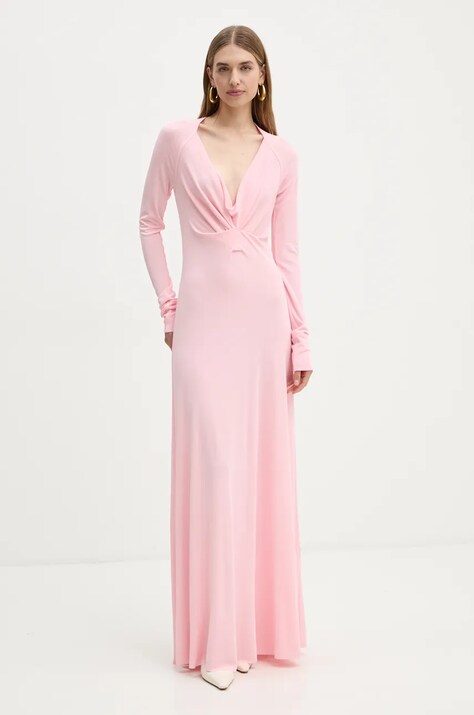 Victoria Beckham rochie culoarea roz, maxi, evazată, 1424WDR005950A
