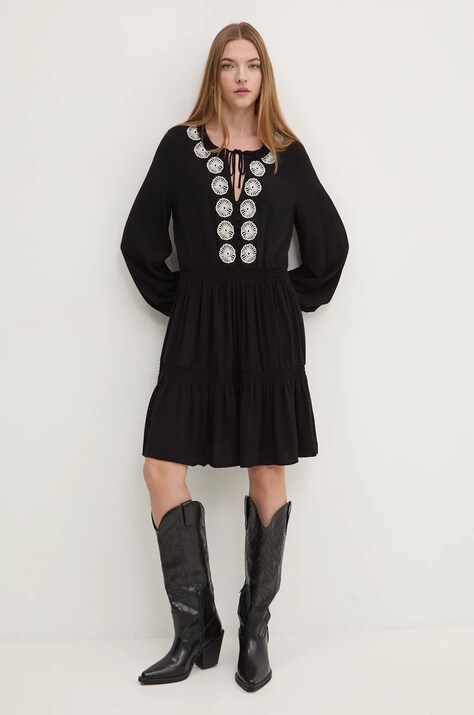 Desigual rochie JACKSONVILLE culoarea negru, mini, evazată, 24WWVW64