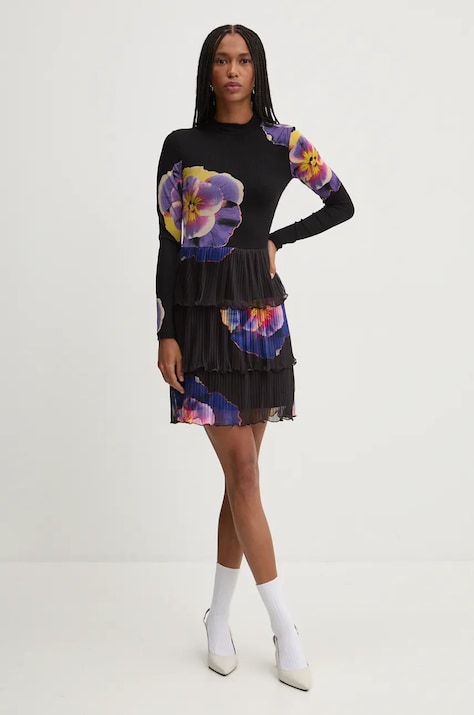 Desigual rochie PENSEE culoarea negru, mini, dreaptă, 24WWVK34